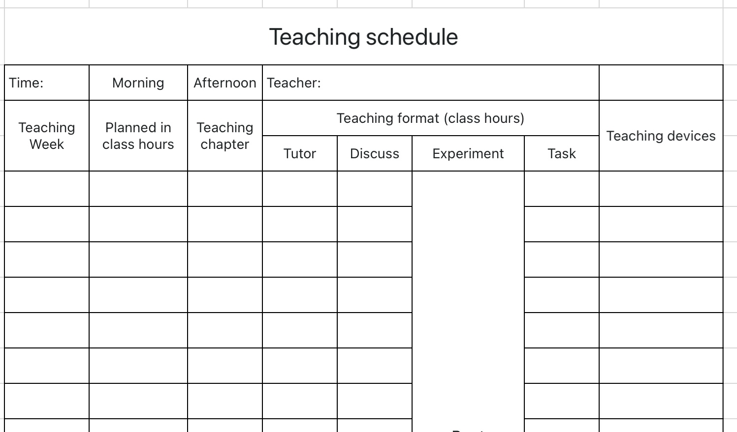 Teaching schedule 2